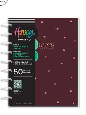 The Happy Planner Wine and Spirits 80 Page Classic Disc Bound Journal